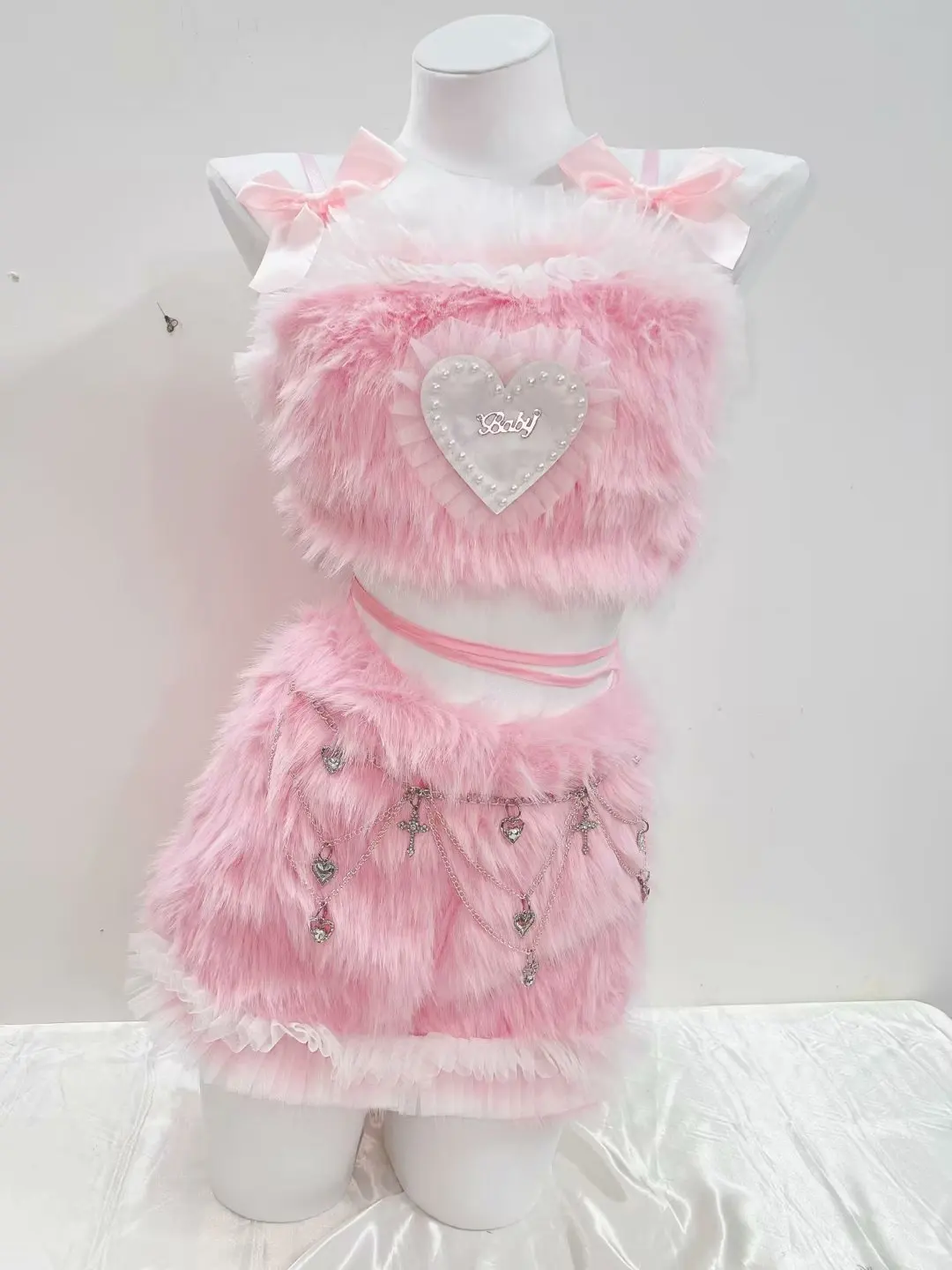 gothic clothes y2k clothes PinkFaux Fur y2k accessories y2k