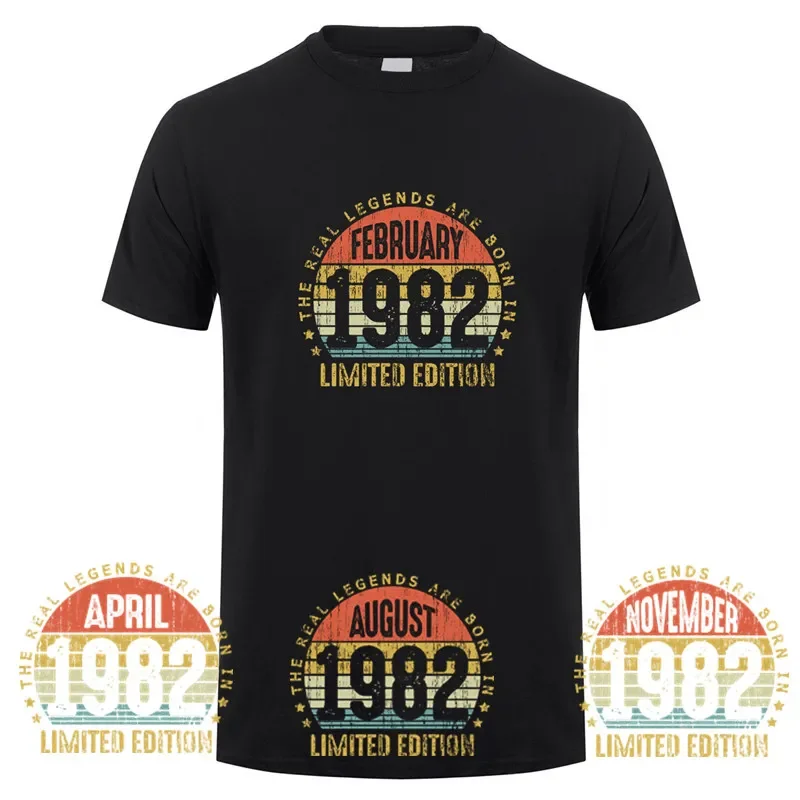

NEW Born in January 1982 T shirt September October November Every Month of 1982 Tops Short Sleeve