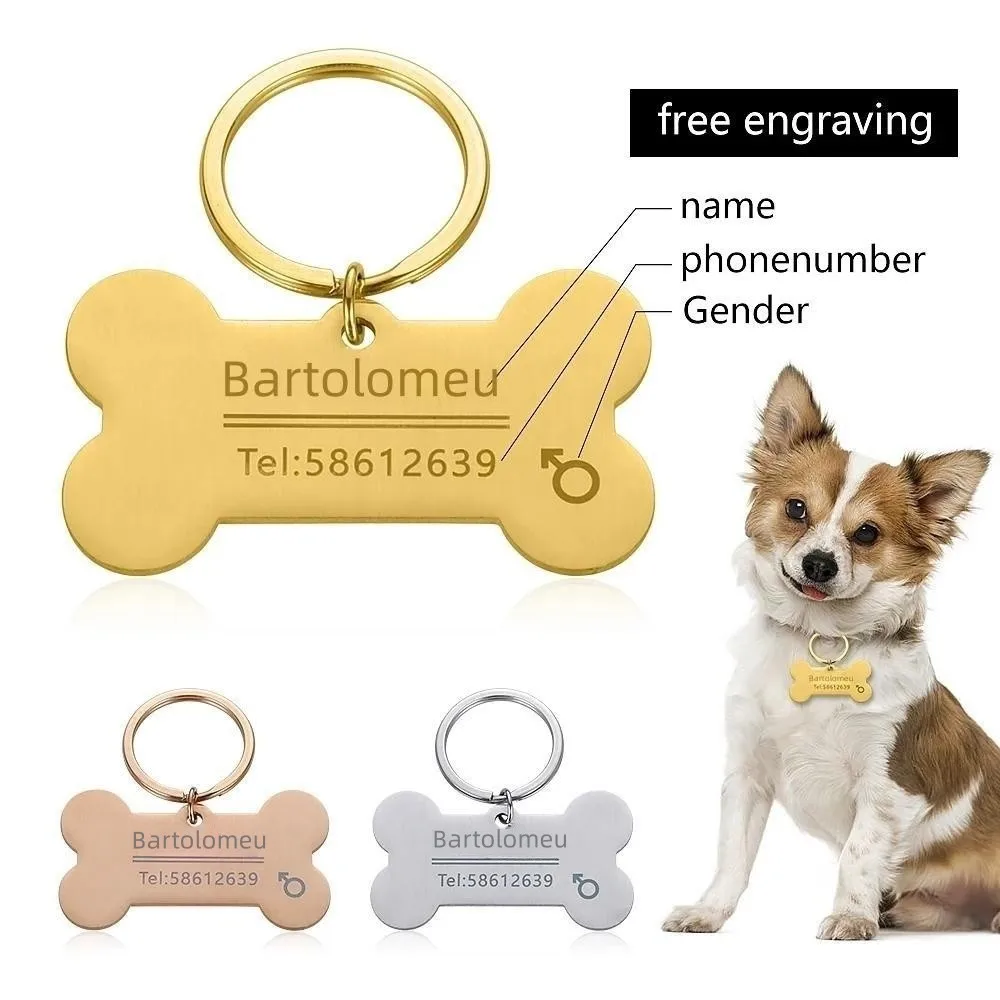 Pet ID Tags Personalized Engraved Cat Dog Anti-lost Collar Charm Engraving Pet Name Collar for Puppy Cats Accessories