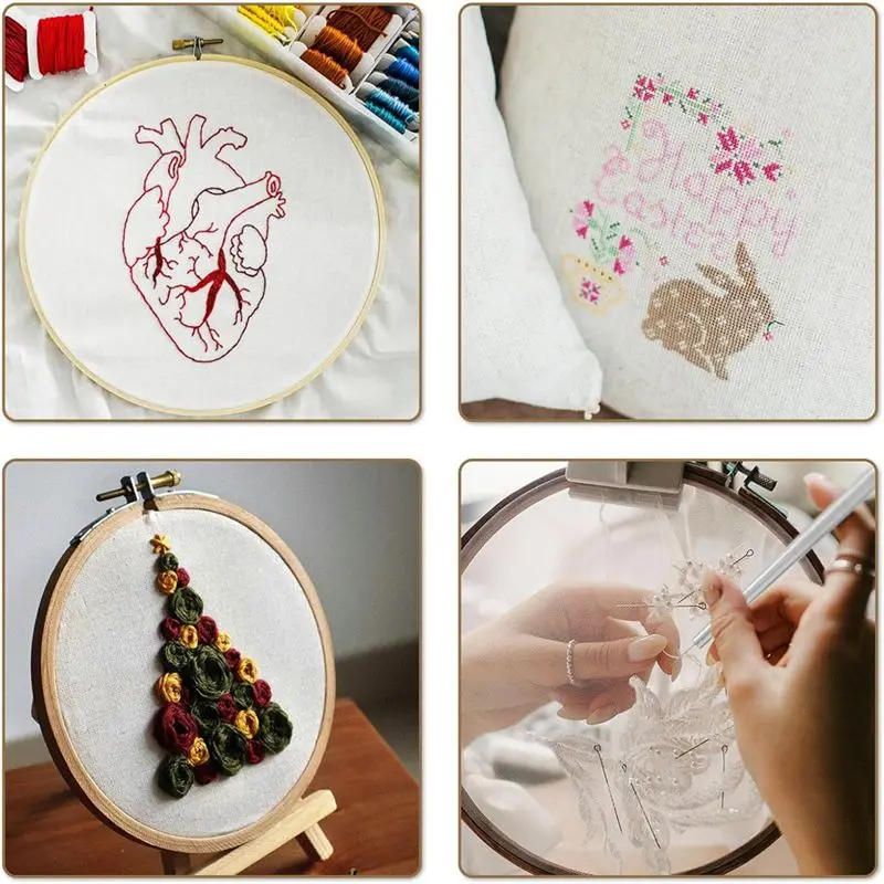 WORTHOWN-7Pcs 펀치 니들 세트, 펀치 니들 자수 키트 5가지 크기 펀치 니들 헤드 성인 초보자를 위한 바느질 예술 바늘 도구