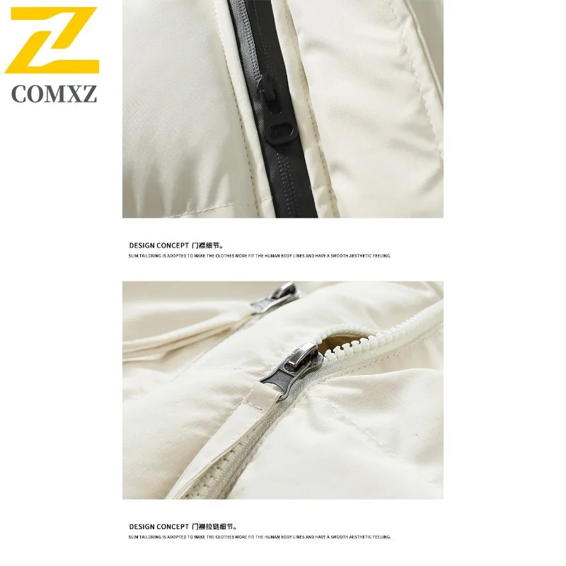 COMXZ 2025 New Men's Fake Two-Piece Cotton Jacket Winter Warm Thickened Hooded Windproof Casual outdoor sports tactics Outerwear