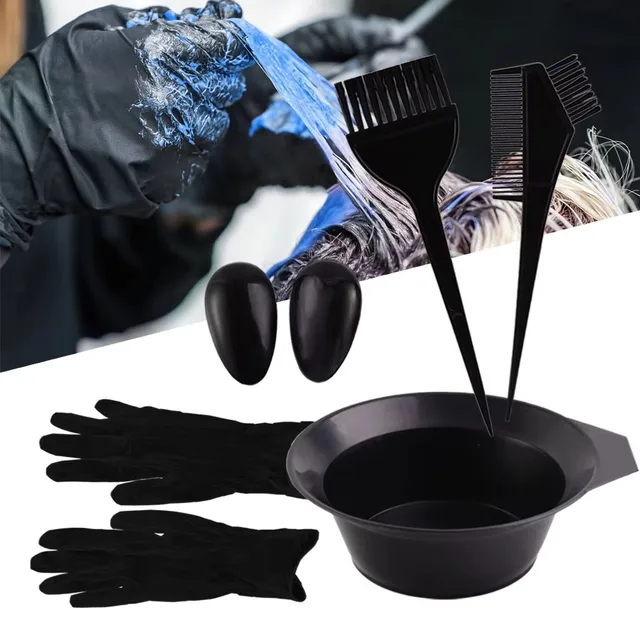 Hair Dyeing Tools Set Home Salon Hair Dyeing Brush Hair Dyeing Cream Bowl Coloring Brush Comb Earcap Clips Dyeing Cape Kits 5