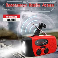 Lampe de camping solaire à manivelle 62 avec radio AM/FM, lampe de poche LED, dynamo à main multifonctionnel, chargement USB, extérieur, 2000mAh 5