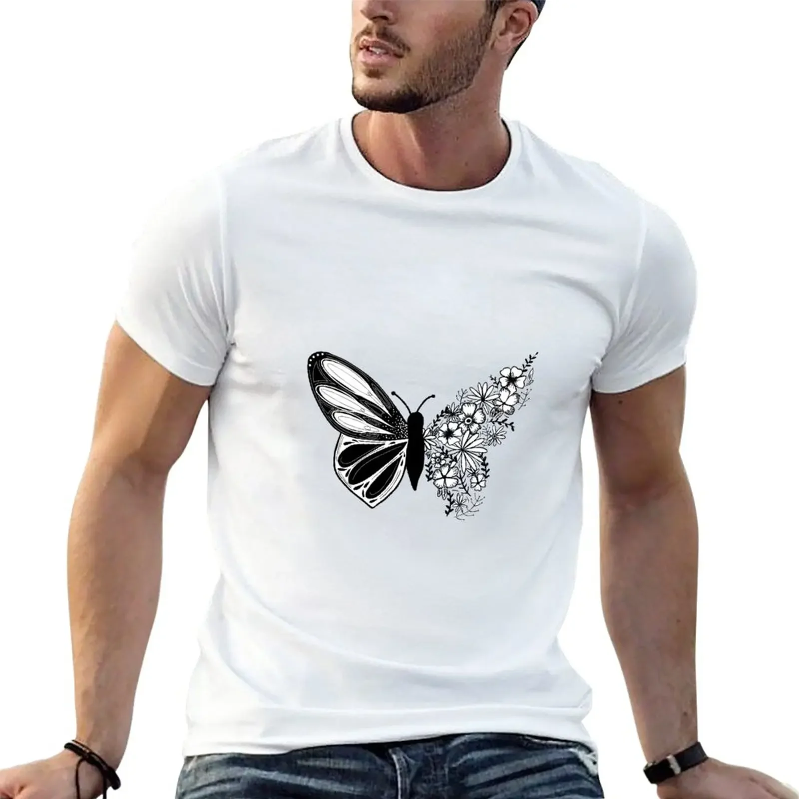 

Floral Butterfly T-Shirt quick-drying summer tops fruit of the loom mens t shirts