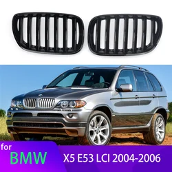 2Pcs Car Style Gloss Black Front Kidney Slat Grill Grille for BMW X5 E53 LCI 2004 2005 2006 Car Accessories