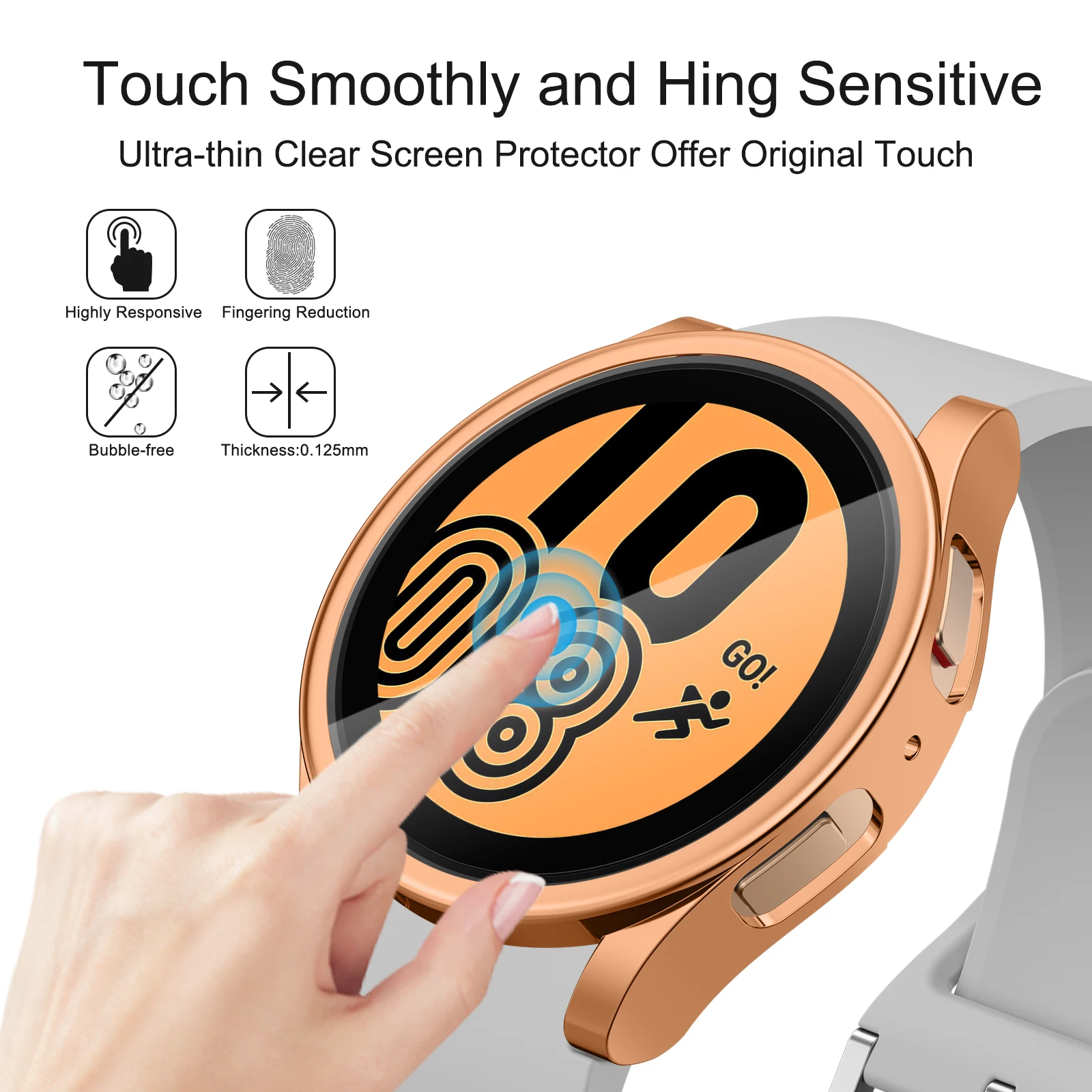 Enhanced TPU Full Cover Case with Screen Protector for Smartwatches, 40mm/44mm