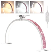 3000-6500K Nail Table Lamp With Diamond Manicure Desk Lamp With Remote LED Half Moon Light For Nails Art Tattoo Salon Eyelash 1