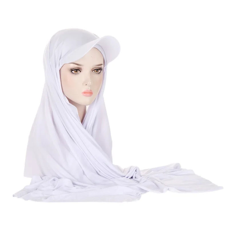 Women Bonnets Scarf Hat Cross border Brim Solid Color Women's Cap Long Cover Middle East Versatile Hijab scarf Muslim Fashion 6
