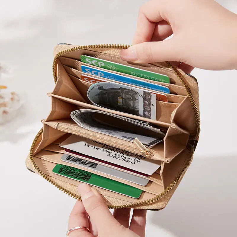 Card Wallet Retro Cork Zero Wallet Printed High-capacity Card Bag Wood Grain Short Style Zero Wallet Portable Storage Bag