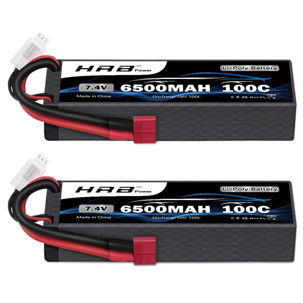1/2PCS HRB 2S 7,4 V 6500mah Lipo Batterie 100C 2S Auto Batterie mit T Deans stecker für 1/10 1/12 1/14 RC Auto Lkw Monster