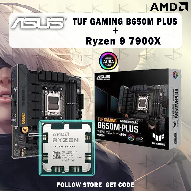 Nuovo Amd Ryzen 9 7900X Cpu + Asus Tuf Gaming B650M Plus Scheda Madre M-Atx Amd B650 Ddr5 Slot Di Memoria Scheda Madre Am5