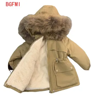 여아용 플러시 코튼 패딩 재킷, 겨울 아동복, 한국 어린이 파카, 패션 후드 어린이 겉옷, 1-7 세