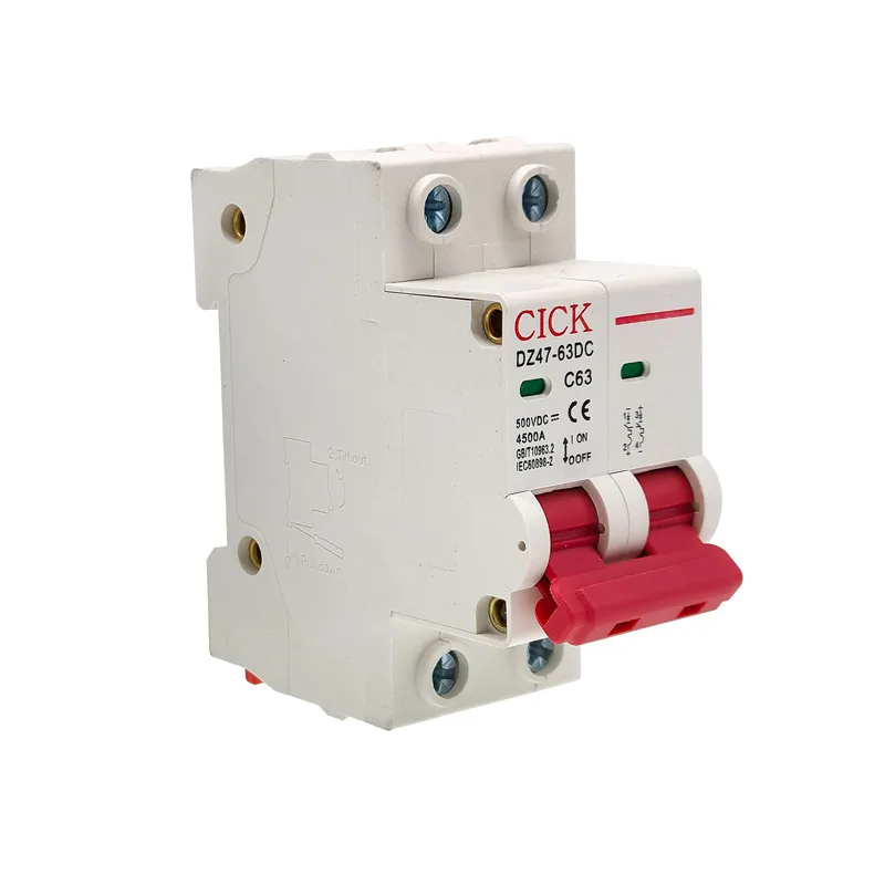 Solar Mini Circuit Breaker DZ47 2P DC MCB With Overload Protection Switch 10A 16A 20A 25A 32A 40A 63A DC500V DC1000V For PV System circuit breaker,solar circuit breaker