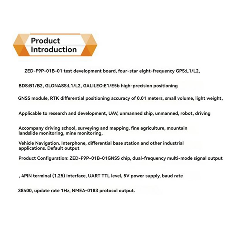A74K-ZED-F9P RTK GPS Moudule RTK High Precision Centimeter-Level Differential Positioning GNSS Module For Drone Autopilot