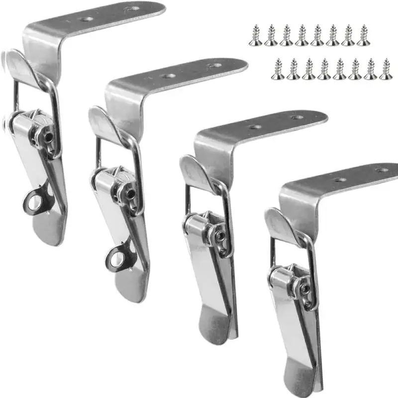 90 Degree Hook Lock Bolt Spring Loaded Draw Toggle Latch Clamp 4pcs for Door Drawer Toolbox Closet Cabinet Case toggle latches furniture hardware decorative latches