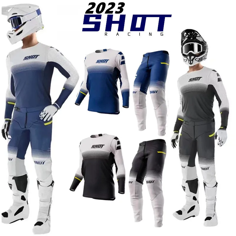 

2023 For SHOT MX Gear Set Motocross Racing Jersey Pants MTB Bike Offroad Kits Motor Motorbike Black Suit Mens