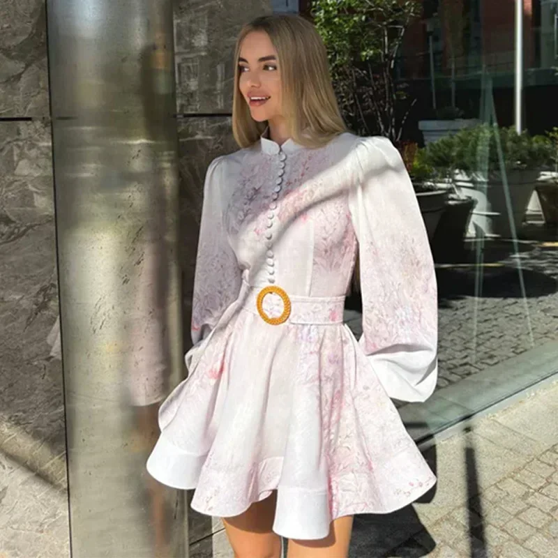 Women's 25 Fashion Elegant Printed Short Dress Sleeveless Belted A