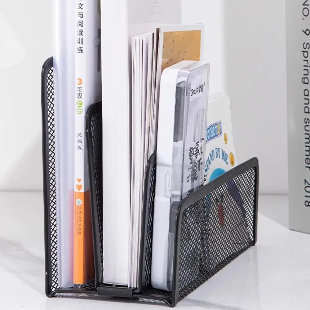 Black Metal Mesh Desk Organizer Desktop Letter Sorter Mail File Organizer Office School Accessories
