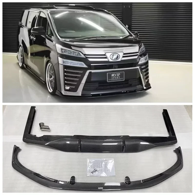 

Для Toyota Alphard 30 35 2015-2023 натуральное углеродное волокно передний бампер губа задний диффузор серия спойлер крышка багажника комплект кузова