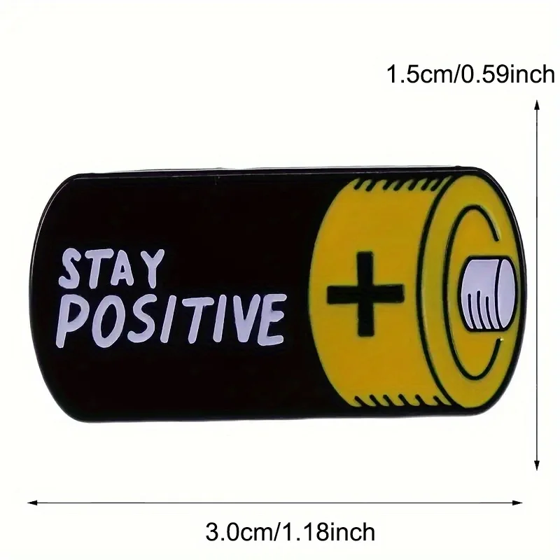 STAY POSITIVE 재미있는 글자 라펠 핀 브로치, 영어 펀 배터리 배지, 배낭 코트