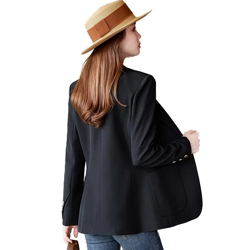 Notched Blazer Jackets Femme Fashion Casual Women's Blazers Spring Autumn Lady Office Work Suit Top One Button Black Coat Women