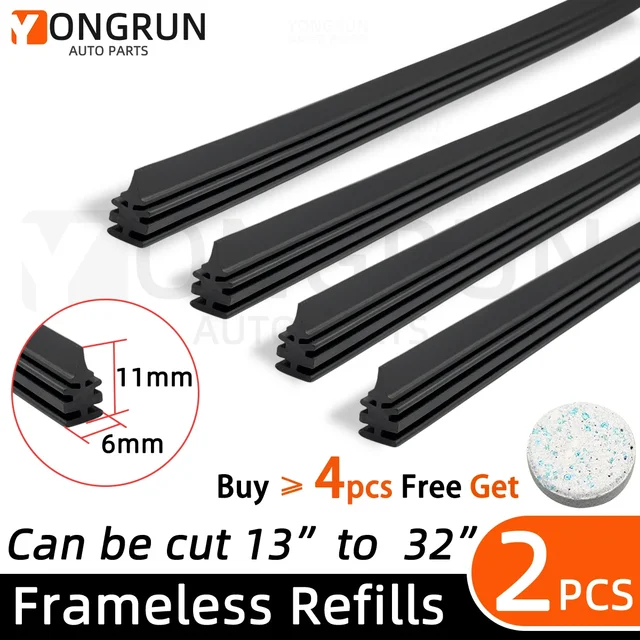 2PCS 35cm To 80cm Car Wiper Rubber Refill Blade Soft Insert Strip DIY Can Be Cut Windshield Wiper Replacement Parts 26" 32"
