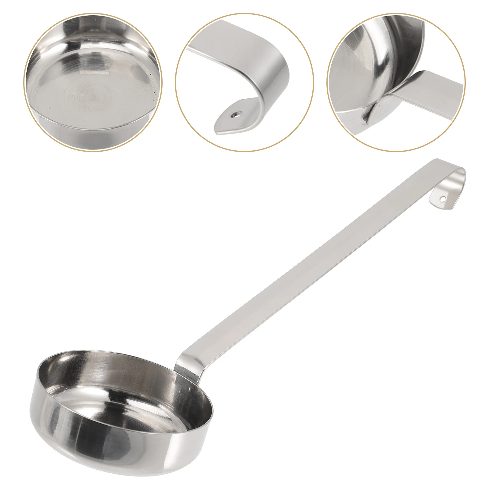 

Stainless Steel Pizza Sauce Spoon Soup Ladle Serving Spoon Flat Bottom Measuring Scoop Cooking Spoon Kitchen Tools