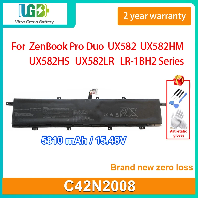 

UGB New C42N2008 Аккумулятор для ноутбука Asus ZenBook Pro Duo UX582 LR-1BH2 LRXS74T UX582HM UX582HS UX582LR 15,48 V 92Wh