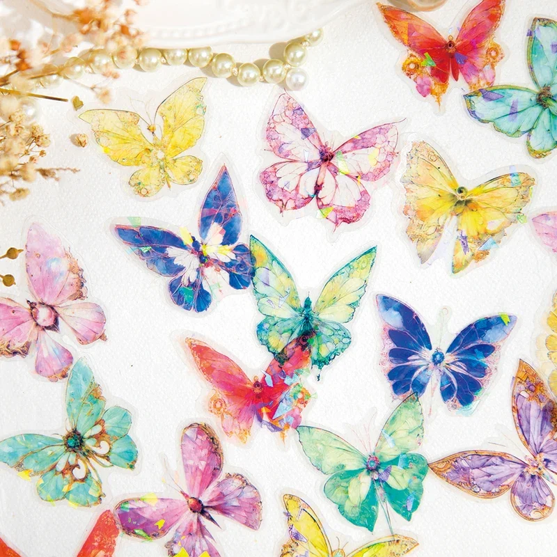 

20 sheets PET collage card sticker bag Vintage Dream Butterfly hand tent decorative materials scrapbooking supplies 6 choices
