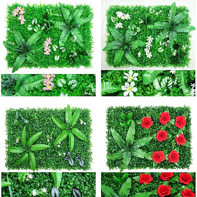 

Green leaf Plant Wallboard False Plant Artificial Grass DIY Background Wall Hanging Lawn Panel Plant Lawn Home Decor 40x60cm
