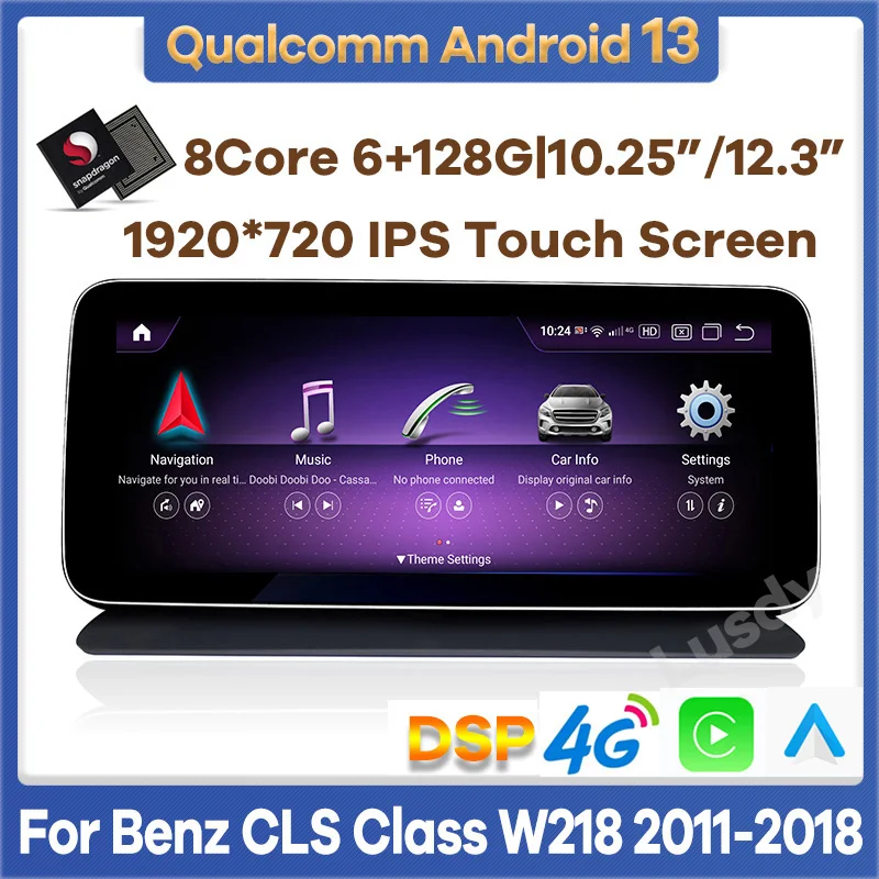 

10.25"/12.3" Snapdragon Android 13 Car Multimedia Player GPS Radio for Mercedes Benz CLS Class W218 2011-2018 CarPlay Screen