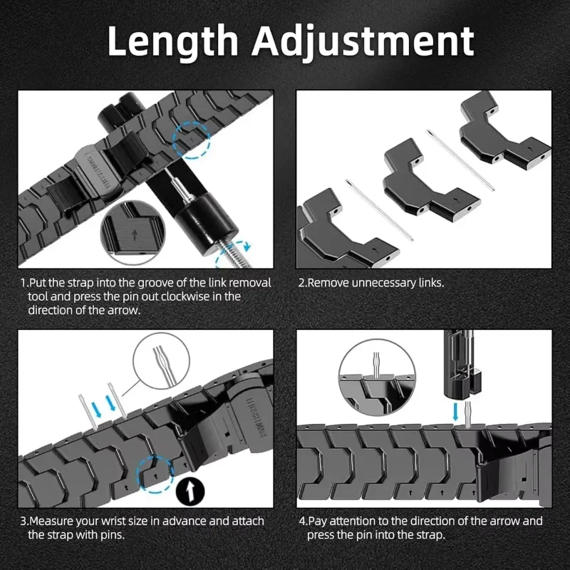 Premium Stainless Steel Watchband - Elegant Metal Strap