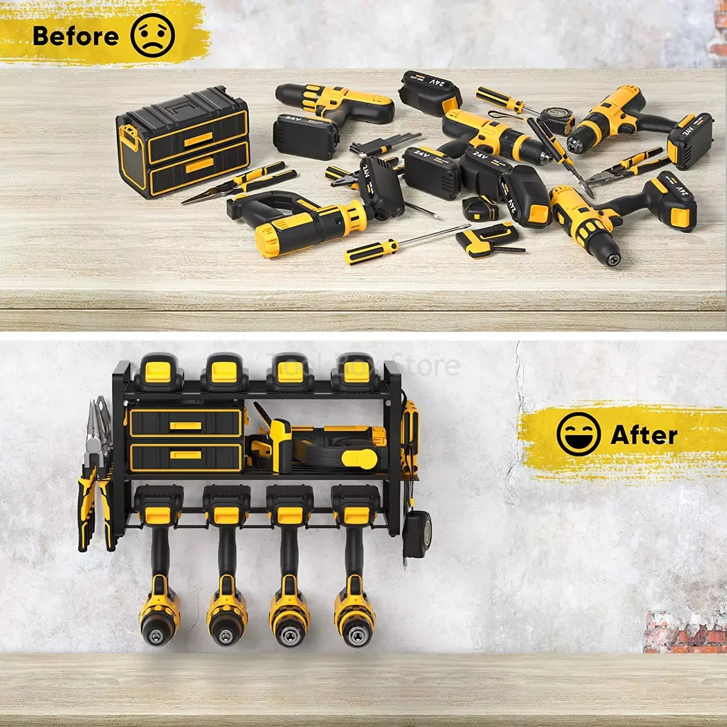 Power Tool Rack Electric Drill Holder Wall Mounted Floating Tool Shelf Heavy Drill Storage Rack Workshop Garage Organizer