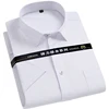 Men's Regular-fit Shirts Short Sleeve Stretch Easy Care Formal Business Blue Office Working Wear No Iron Solid Social Dress Tops 3