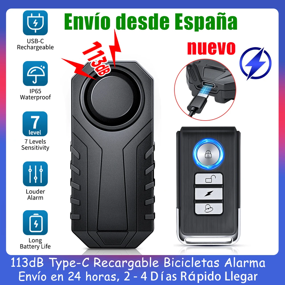 Rechargeable IP65 Waterproof Bicycle Security Alarm System