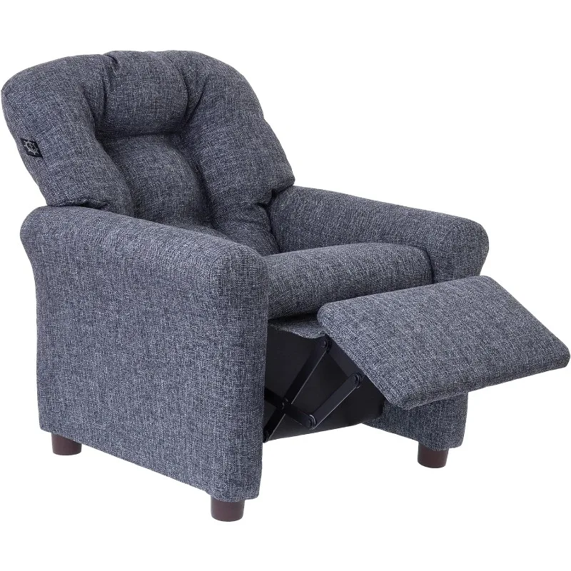 THE CREW FURNITURE Traditional Kids Recliner, Toddler Ages 1-5 Years, Home Décor Polyester Linen, Gray 5