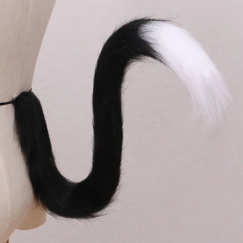 Animal Costume Set 80CM Long Adult Kids Anime Solid Color Plush Cat Wolf Cosplay Props Ears Bandana Tail For Halloween Lolita