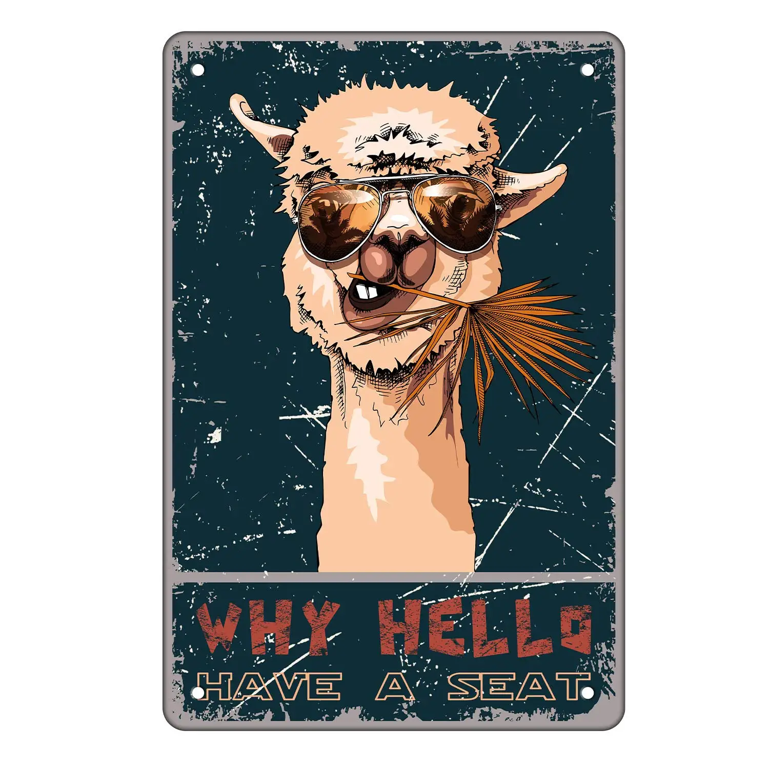

MuaToo Liama Why Hello Wall Decor,Funny Liama Have A Seat Decorative Tin Sign,Vintage Retro Poster Paintings Cute Liama Decorati