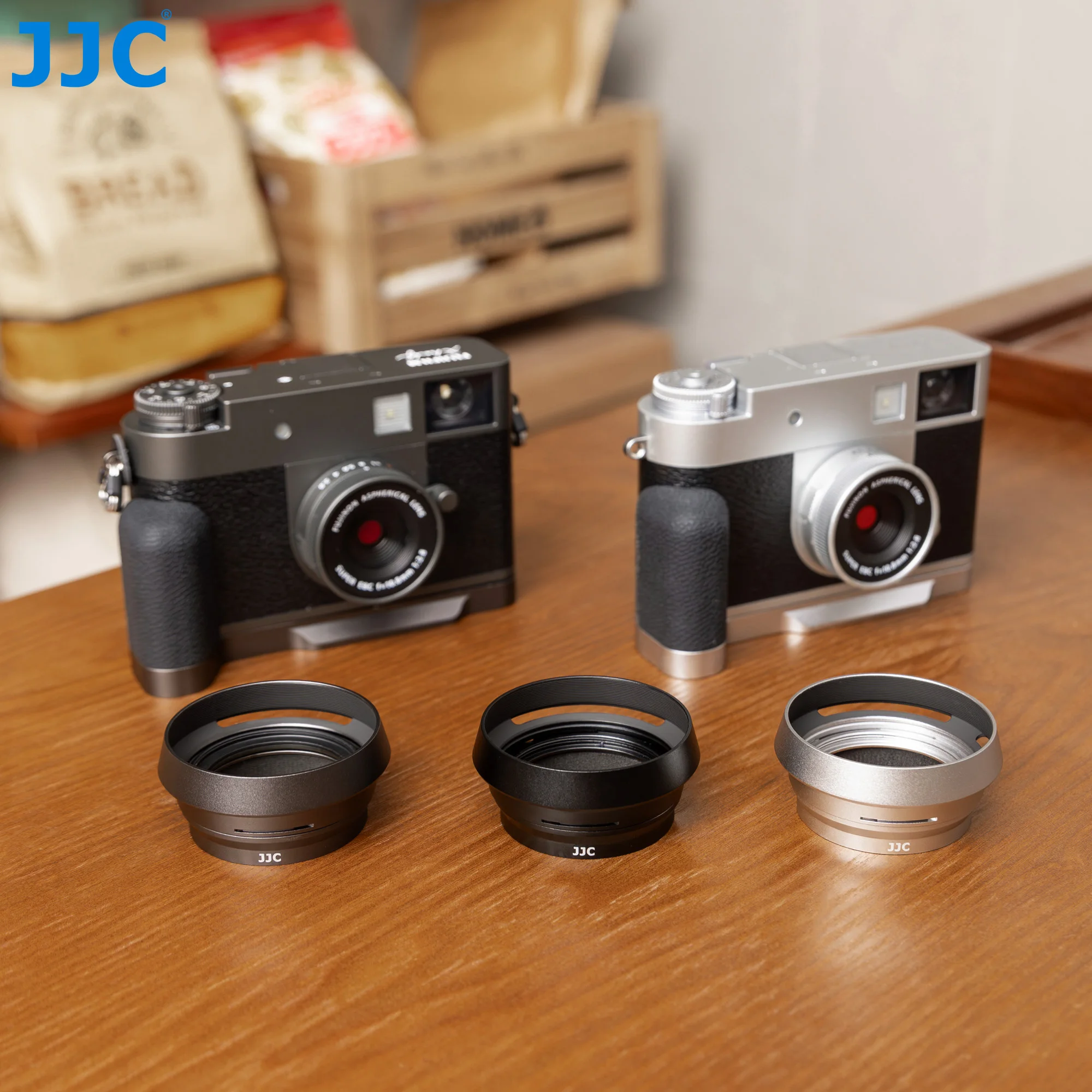 JJCメタルレンズフード、37mmフィルターアダプターリング付き