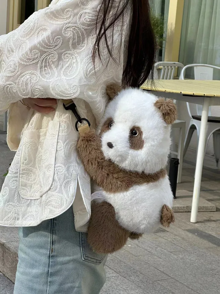 Cute Panda Plush Shoulder Tote Bag - Large Capacity, Faux Fur, Slouchy Style - Perfect Gift