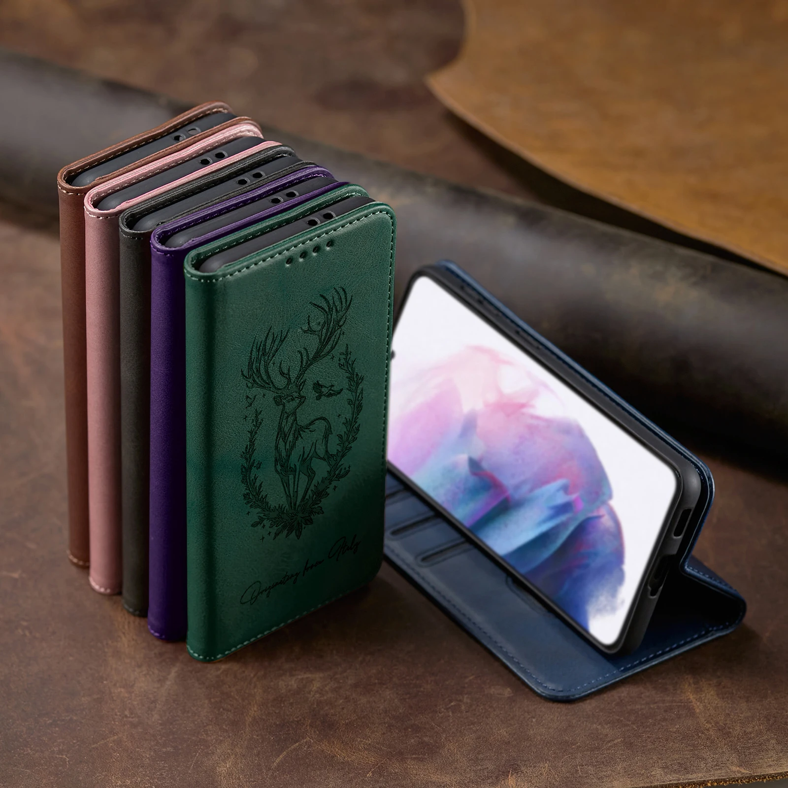 Premium Animal Leather Phone Wallet Case Book Cover