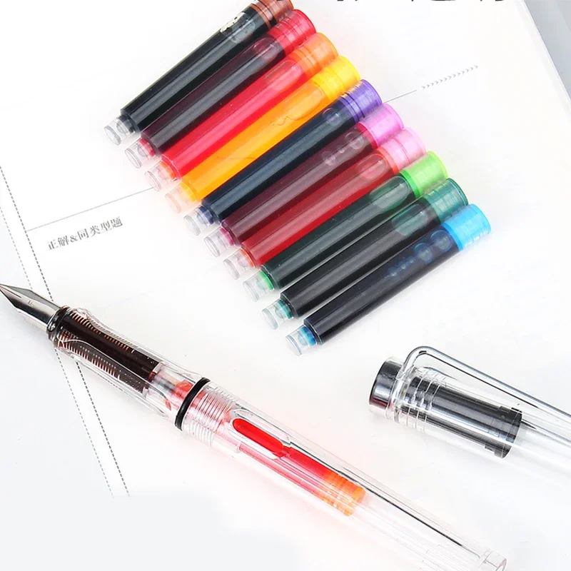 Inks Cartridge + Fountain Pen Set 3.4mm Colored Fountain Pens for Writing Office School Stationery Supplies 10 fountain pen fountain pen ink cartridges pen set