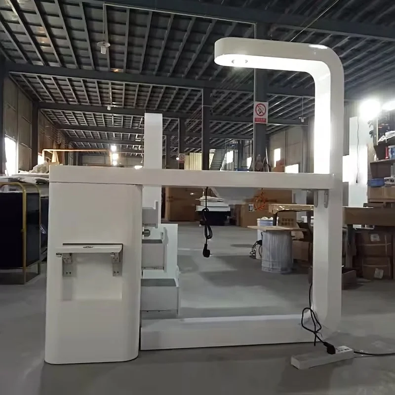 Modern White Nail Salon Manicure Table With Light