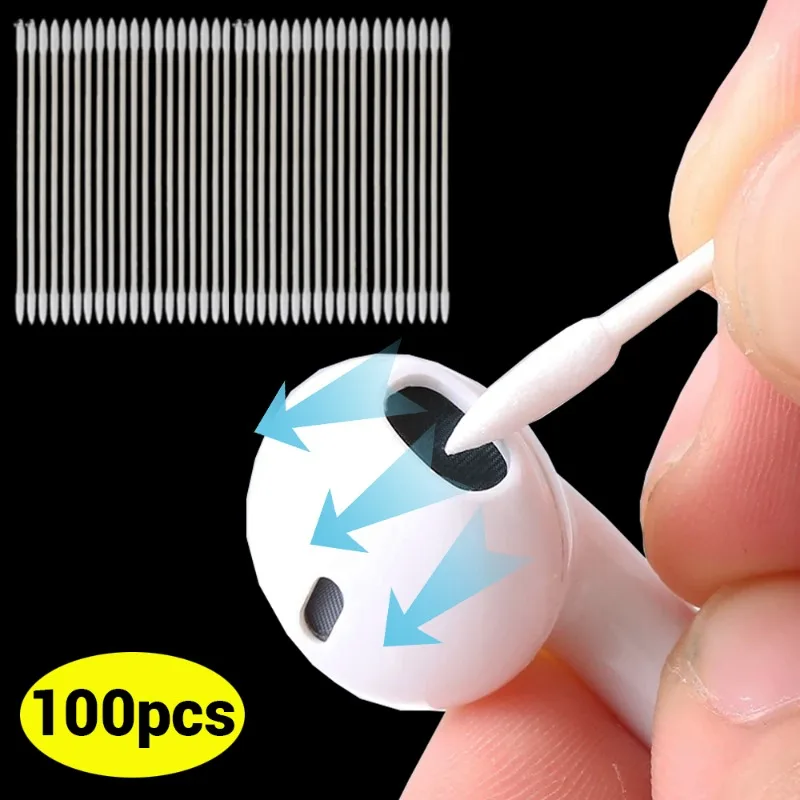 

50/100Pcs Dust Free Disposable Cleaning Swab Cotton Stick for AirPods Earphone Headphone Phone Charge Port Accessories