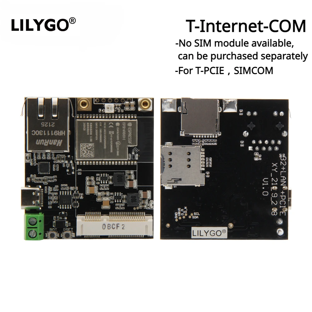 

LILYGO®Плата TTGO T-Internet-COM ESP32, Wi-Fi, Bluetooth, для стандартного модуля Интернета вещей, со слотом для SIM-карты, TF, разъем Type-C