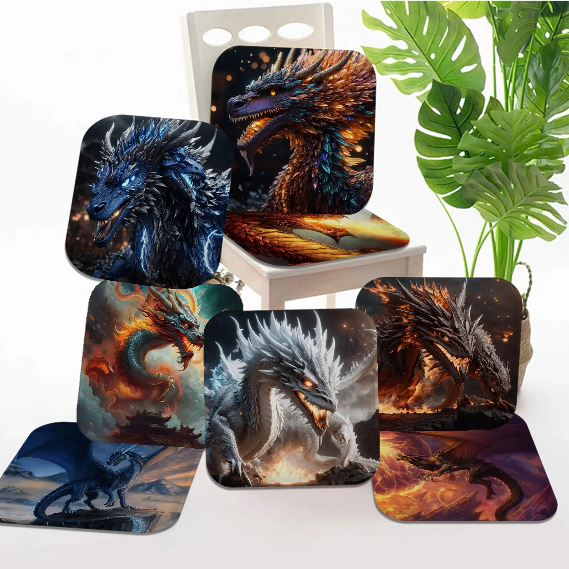 

Dragon Cushion Mat Nordic Printing Chair Cushion Soft Office Car Seat Comfort Breathable Sofa Cushion