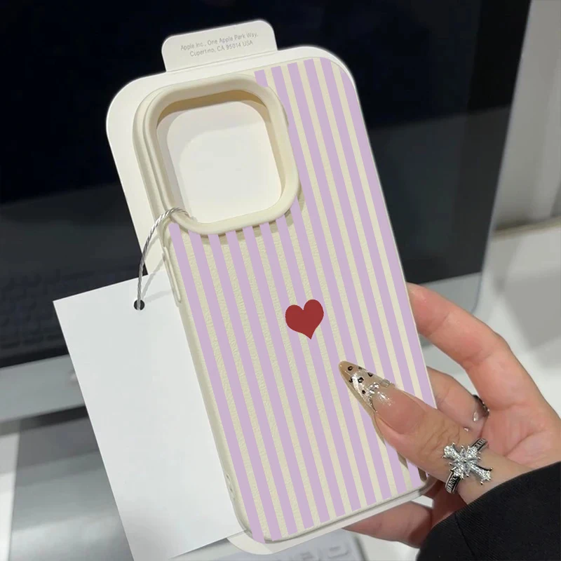 Minimalist Striped Heart Silicone Phone Case