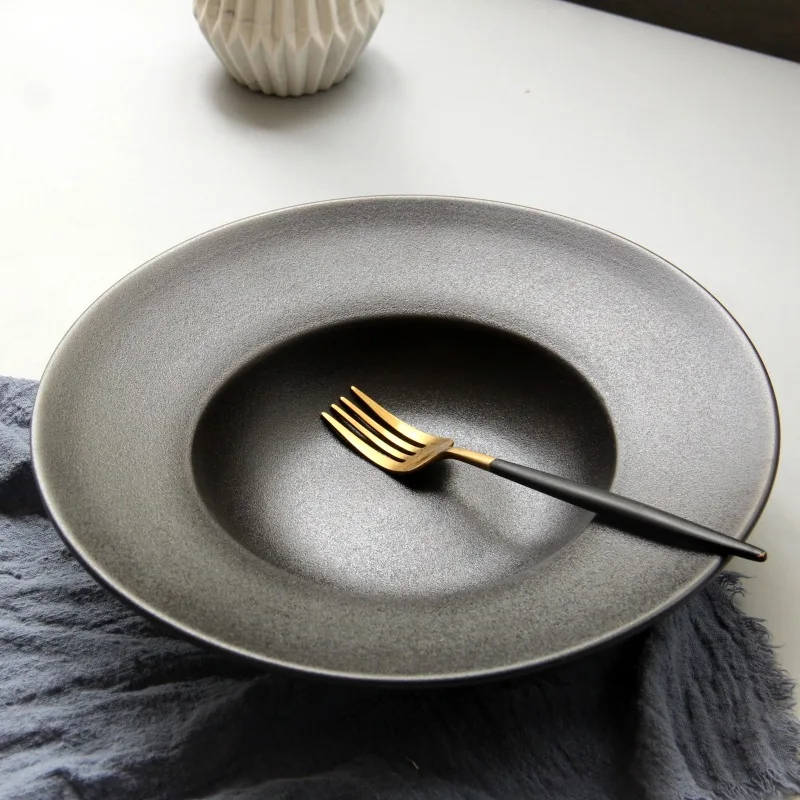 

Pasta western food straw hat plate simple creative ceramic steak deep plate pasta tableware set fruit plate shallow soup plate