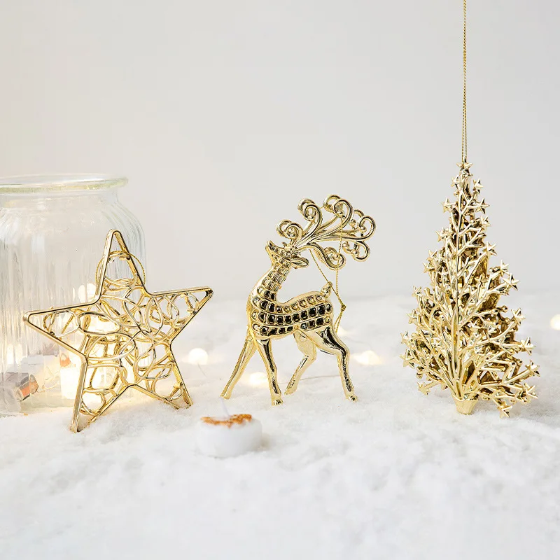 Christmas Pendants Stars Deer/Snowflake/Angel for Xmas Tree Hanging DIY Crafts Kids Gift Ornament Christmas Party Decorations