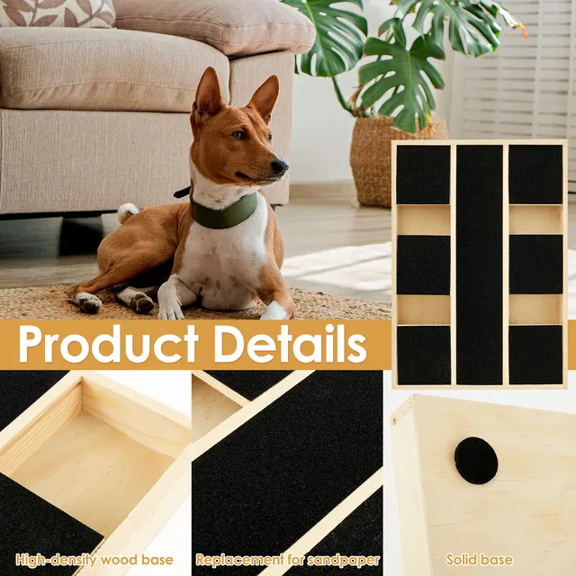 Dog Nail Scratch Pad Stable Nonslip Dog Nail File Board with Replacement Black Sandpaper Dog Toy Built in Snack Box Pet Supplies 3